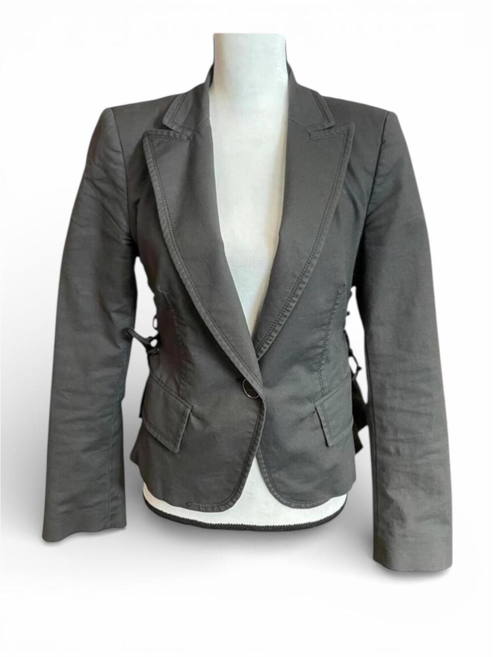 Zara Woman gray corset lace-up blazer jacket large